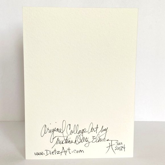 Collage Art Handmade Original Blank Greeting Card and Envelope Frame Ready - Picture 4 of 5